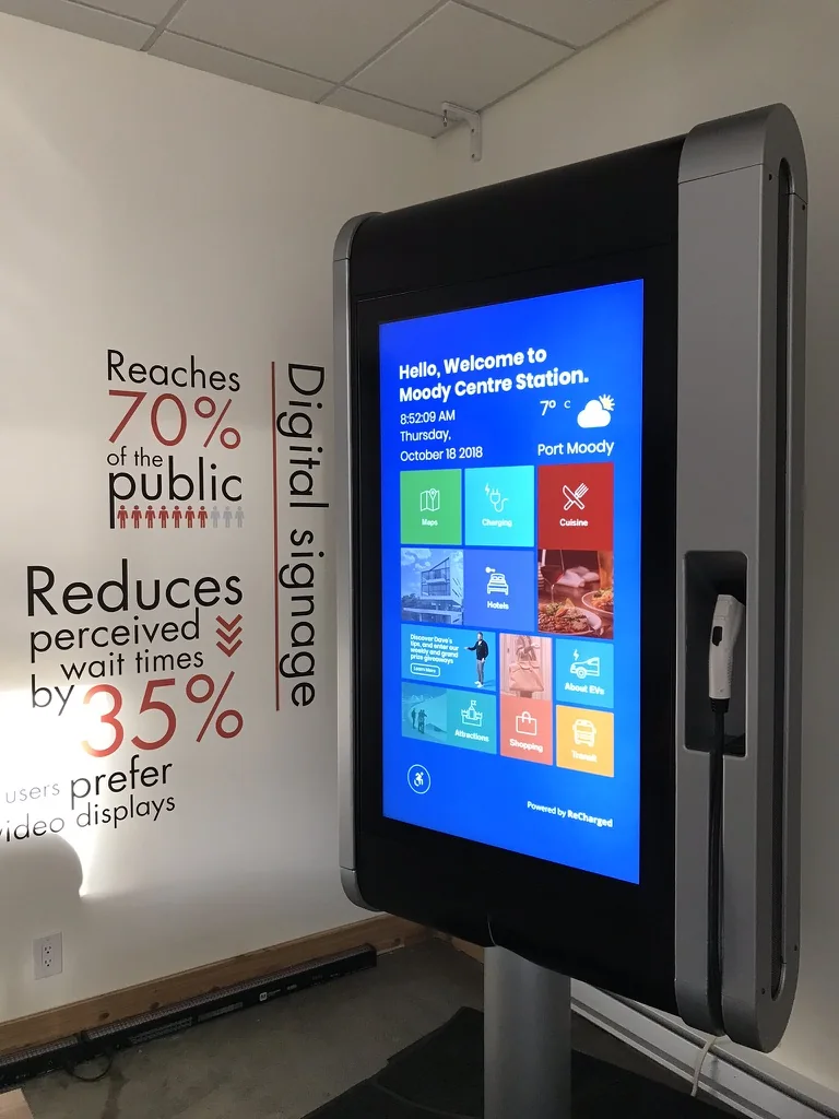 Historical ReCharged prototype showing a public-services touchscreen menu